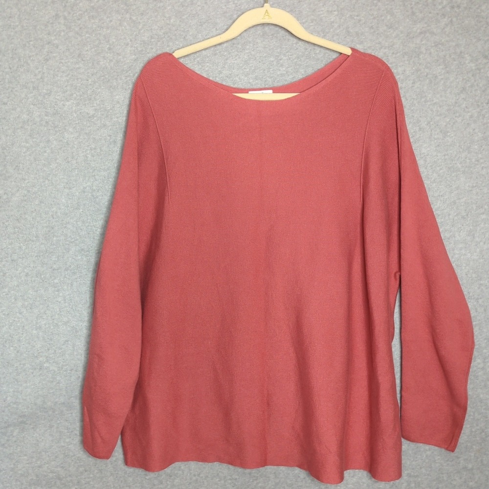 New‎ J. Jill Women's Large Coral Knit Ribbed Pullover Sweater Lace Up Back